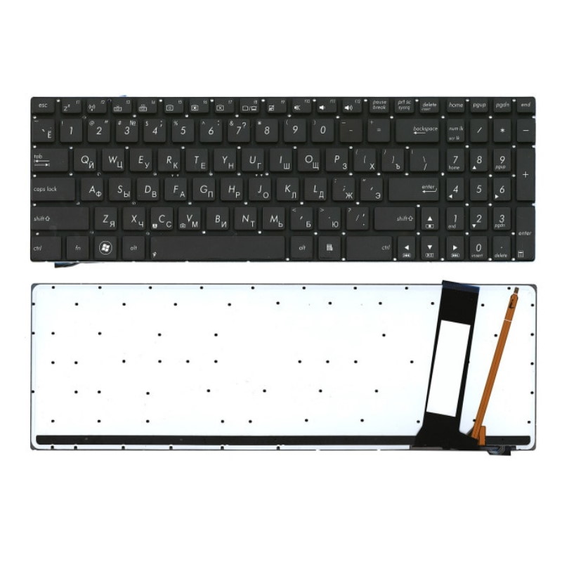 Клавиатура для ноутбука Asus N56 N76 Черная с подсветкой