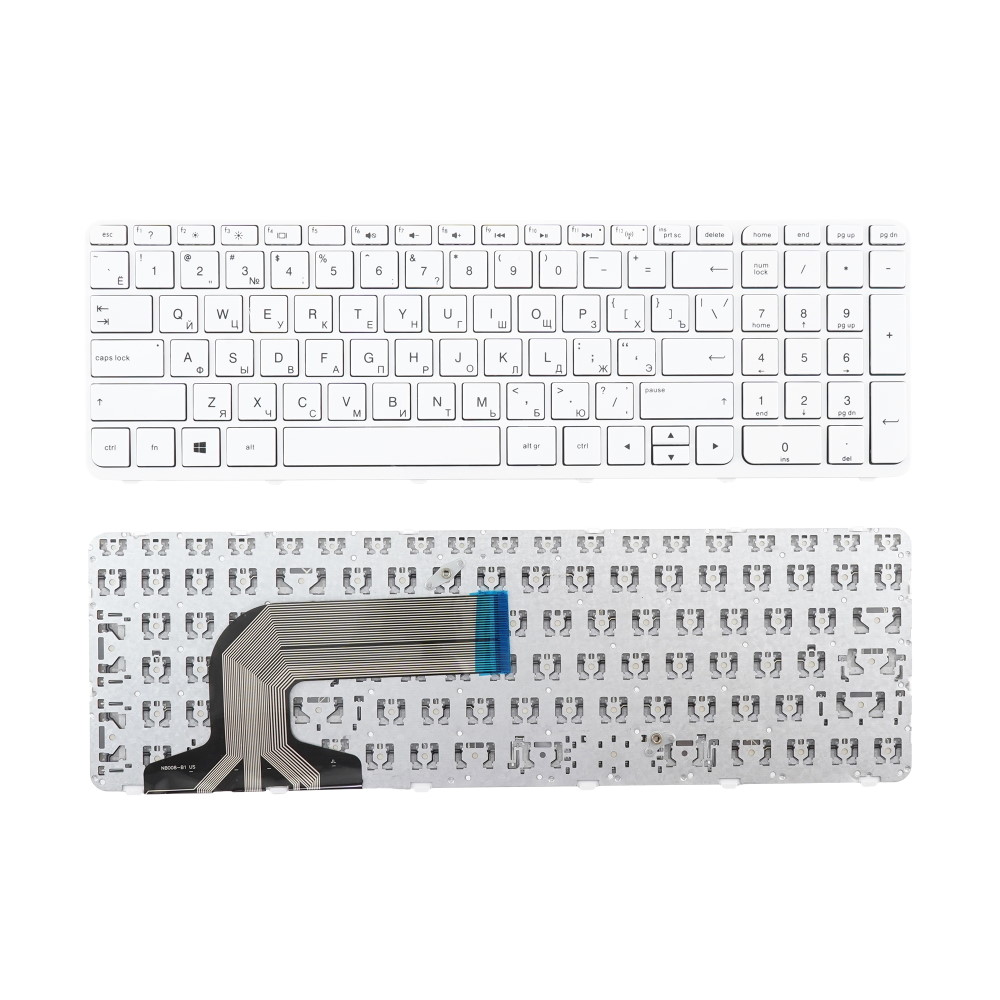 Клавиатура для ноутбука HP 15-e 15-n 15-g 15-r Белая с рамкой