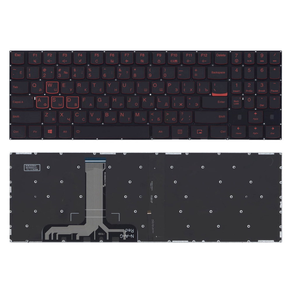 Клавиатура для ноутбука Lenovo Legion Y520-15IKB Y530-15 Черная + красная подсветка