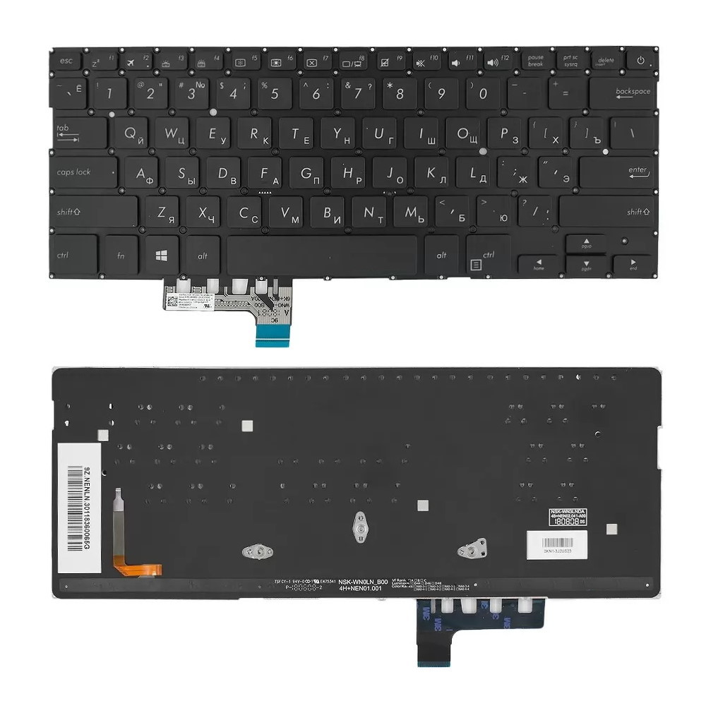 Клавиатура для ноутбука Asus Zenbook 13 UX331 UX331U UX331UA UX331UN Черная с подсветкой