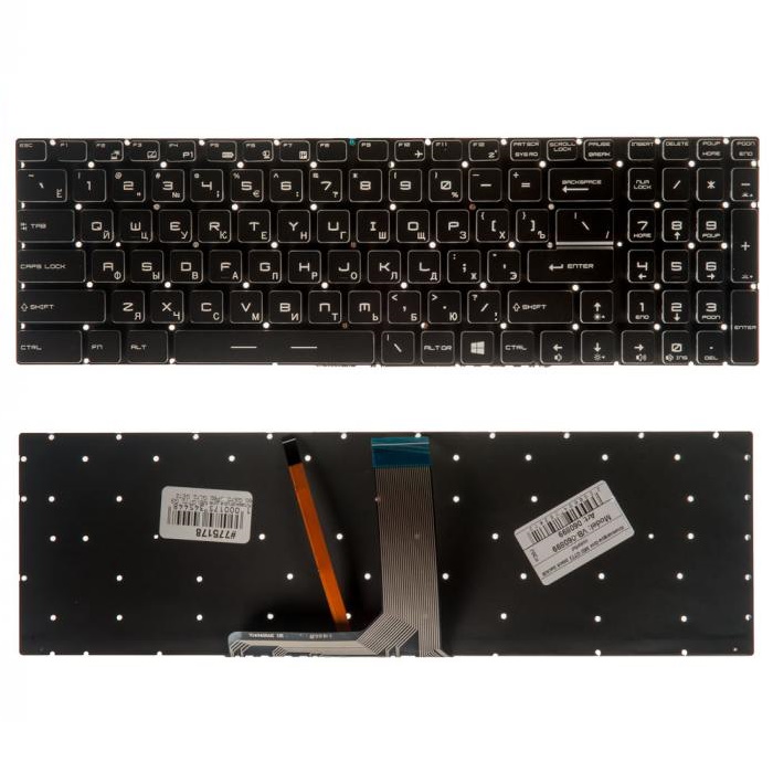 Клавиатура для ноутбука MSI GT72 GS60 GS70 GP62 GL72 GE72 Черная с RGB подсветкой